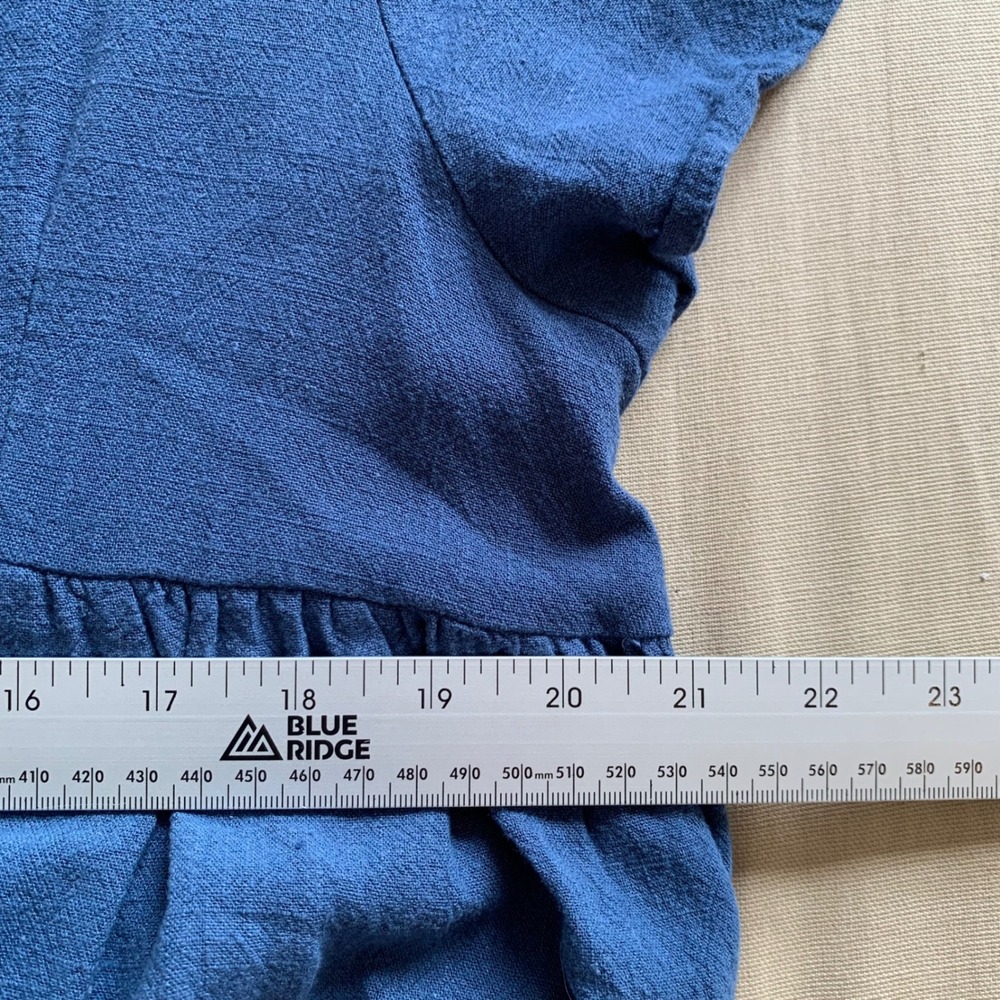 Natural Life Avery Jumpsuit Wide Leg Blue Rayon Linen Womens L Boho Short Sleeve - Picture 12 of 14